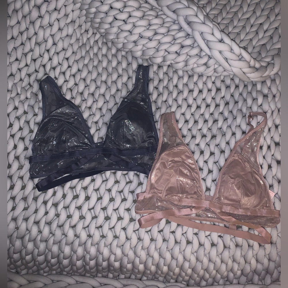VS Pink and Gray Sheer Bralette Set
